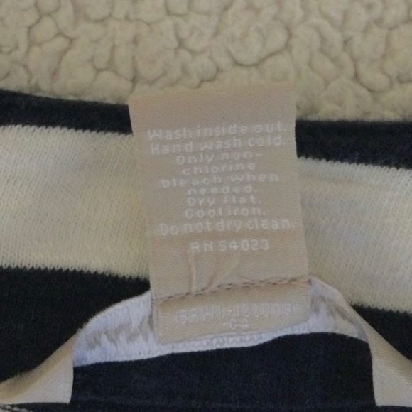 Banana Republic Sequin Collar Striped Tee Navy Blue White - Size Medium - Picture 12 of 13